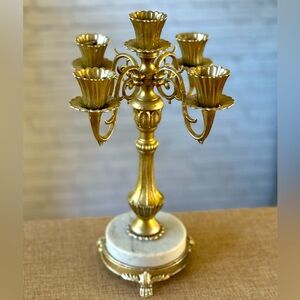 Rare Vintage Antique Antoinette Candelabra with Italian Marble Base